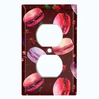WorldAcc Metal Light Switch Plate Outlet Cover (Colourful Macaron Treat Red Maroon  - Single Duplex)