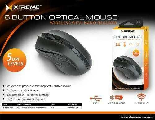 XTREME 6-Button Wireless Optical Mouse with Nano Receiver - Black in Mice, Keyboards & Webcams - Image 3