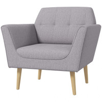 UPHOLSTERED ARMCHAIR, MODERN ACCENT CHAIR WITH TUFTED PATTERN, RUBBER WOOD LEGS FOR LIVING ROOM, BEDROOM, GREY