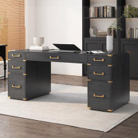 Everly Quinn Writing Desk with 2 file drawers