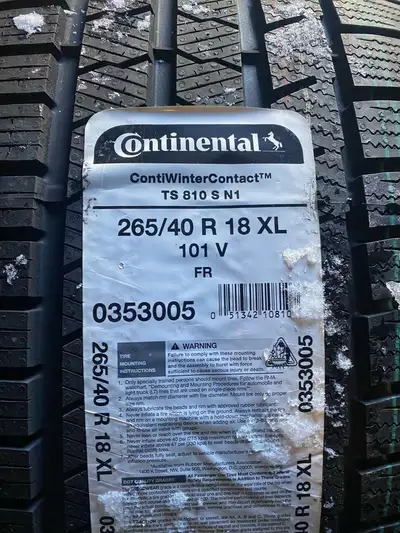 FOUR OR TWO NEW 265 / 40 R18 CONTINENTAL CONTIWINTERCONTACT TS810S TIRES -- SALE