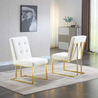 Everly Quinn Velvet Dining Chair Stainless Steel base without Armrests