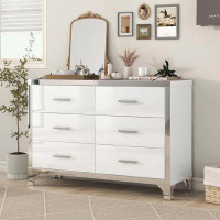 Latitude Run® Elegant Dresser with Metal Handle and 6 Drawers