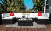 7 Pcs. Outdoor Patio PE Rattan Wicker Sofa Sectional Furniture Set / Patio Garden Furniture