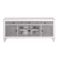 Rosalind Wheeler Caelob Rustic Grey and White TV Stand with 4-Door