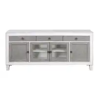 Rosalind Wheeler Caelob Rustic Grey and White TV Stand with 4-Door