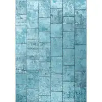 Lofy Medvode Turquoise Patchwork Cotton Machine Made Area Rug