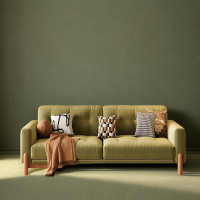 LORENZO Nordic retro solid wood sofa living room American straight sofa.High rebound sponge type