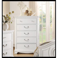 Canora Grey Classic Traditional Style White Finish 1Pc Chest Of 5X Dovetail Drawers Wooden Bedroom Furniture_48.25" H x
