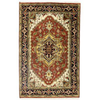Charlton Home Gallipolis Oriental Handmade Hand-Knotted Rectangle 3'10" x 6' Wool Area Rug in Red/Cream/Yellow