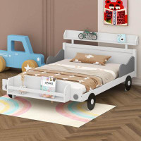 Zoomie Kids Full Bed With Storage Shelf For Bedroom