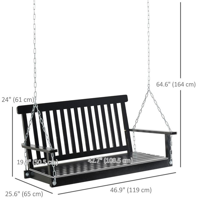 Swing Chair 46.9" x 25.6" x 24" Black in Patio & Garden Furniture - Image 3