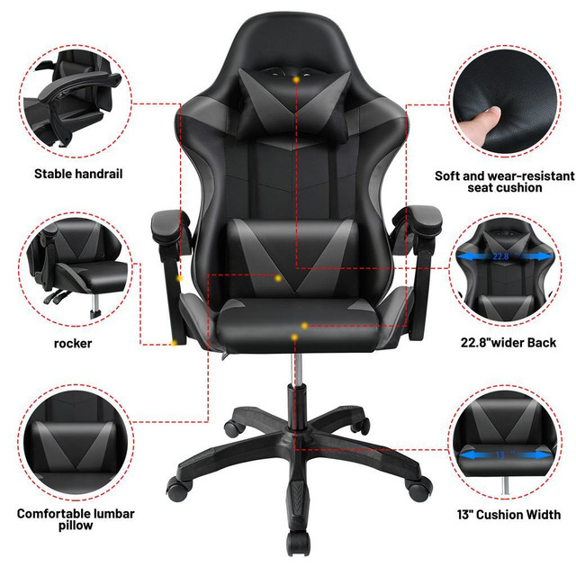 NEW BLACK & GRAY GAMING OFFICE CHAIR AMCGC11 in Other in Edmonton - Image 3