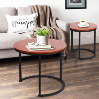 17 Stories Small Round Coffee Table Set of 2