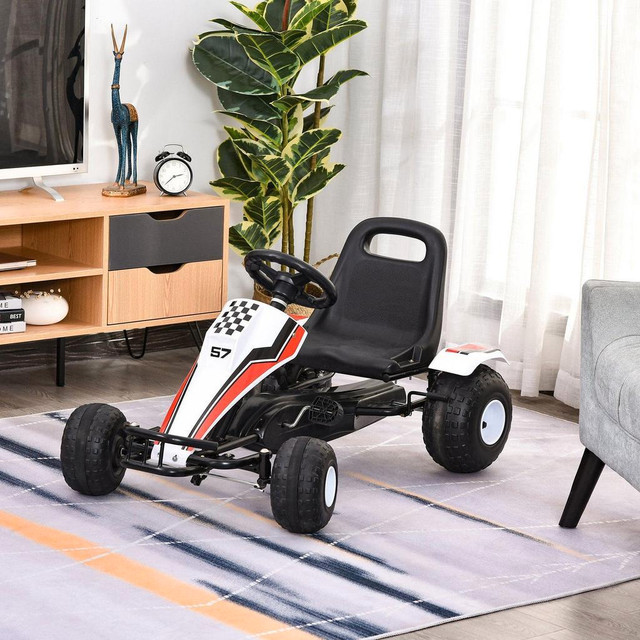 KIDS PEDAL GO KART CHILDREN RACING STYLE RIDE ON CAR WITH ADJUSTABLE SEAT, PLASTIC WHEELS, HANDBRAKE AND SHIFT LEVER in Toys & Games - Image 3