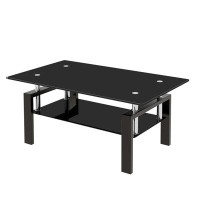 Ebern Designs Tempered Glass Coffee Table
