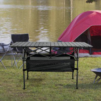 Arlmont & Co. Sanny Outdoor Folding Portable Picnic Camping Table, Aluminum Roll-Up Table With Easy Carrying Bag For Ind