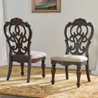 Lark Manor Hubbardston Upholstered Qeen Anne Back Side Chair in Warm Pecan