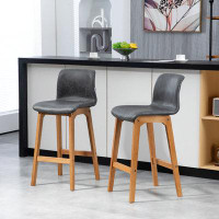 George Oliver Bar Stools Set of 2, Counter Height Bar Chair with PU Leather