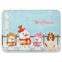 The Holiday Aisle® Carollynn Merry Christmas Carolers Basset Hound Rectangle Microfiber Non-Slip Bath Rug