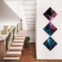 East Urban Home Blue Pink Colourful Fireworks' Graphic Art PrintMulti-Piece Image on Canvas