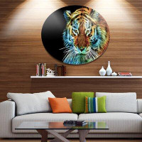 Design Art 'Illuminating Tiger Head View' Graphic Art Print on Metal