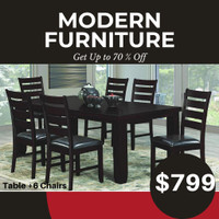 Extendable Dining set with Leather Seat Chairs on Sale !! Huge Furniture Sale !!