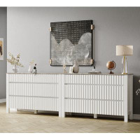 Ebern Designs Ebern Designs White Modern Dresser For Bedroom With 12 Drawers, Farmhouse Wide Wood Chest Of Drawers, Doub