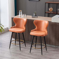 Rosdorf Park 2-Piece Modern 180° Swivel Bar Stool Chairs with Metal Legs