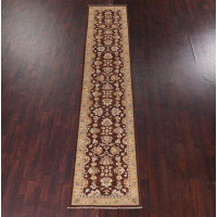 Rugsource One-of-a-Kind Runner Hand-Knotted 2'7" x 12'10" Wool Brown/Burgundy/Beige Area Rug