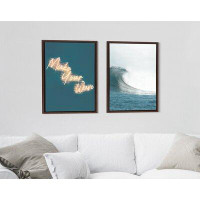 Rosecliff Heights Make Your Wave Neon Sign And Ocean Sea Wave by - 2 Piece Print Set on Canvas