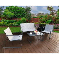 Kozyard 4-Piece Outdoor Coversation Set Includes 1 Love Seat, 1 Table and 2 Single Chairs