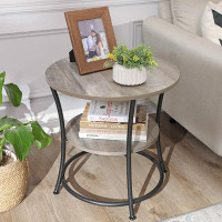 17 Stories Side Table, Round End Table With 2 Shelves For Living Room, Bedroom, Small Table With Steel Frame For Smaller