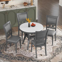 Red Barrel Studio 5-piece Dining Table Set with One Dining Table and Four Velvet-Upholstered Chairs