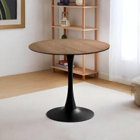 George Oliver Walnut colour Round Dining Table 2-4 People with MDF Table Top & Pedestal Base