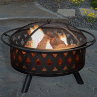 Darby Home Co Outdoor Wood-Burning Fire Pit With Screen, Poker And Cover - Outdoor Fire Pit, Backyard, Deck Or Terrace