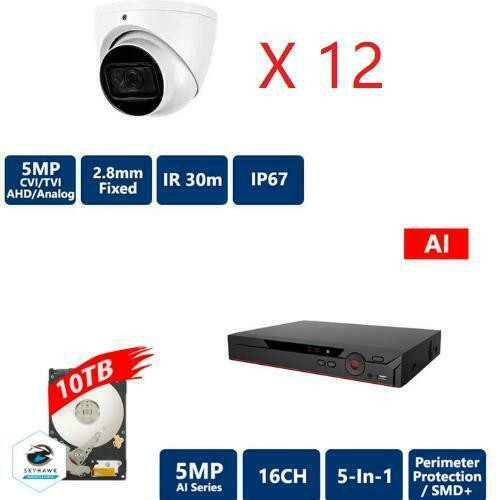 Promotion! Dahua OEM 5MP 16CH 4-IN-1 AI PERIMETER KIT (FDXV51A16H-I+10TB HDD + FDIC9115T-28 X 12) in Security Systems