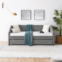 Home Decor Daybed with Two Drawers, Upholstered Tufted Sofa Bed