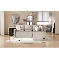 Latitude Run® 83" L-Shaped Pull Out Sofa Bed Modern Convertible Sleeper Sofa With 2 USB Ports
