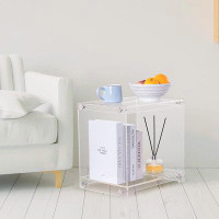 HMYHUM HMYHUM Acrylic Side Table, 16.2" L X 11.6" W X 15.6" H End Table For Living Room, 2-Tier Small Bedside Table/Nigh
