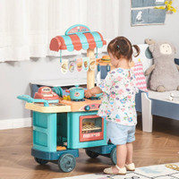 50 PCS KIDS FAST FOOD SHOP CART PRETEND PLAYSET MULTI-FUNCTIONAL KITCHEN SUPERMARKET TOYS TROLLEY SET WITH PLAY FOOD REG