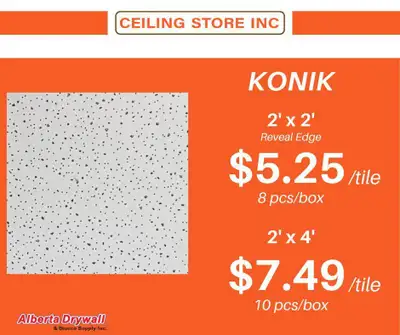 Get quality ceiling tiles at great prices! These Konik ceiling tiles have a perforated texture with...