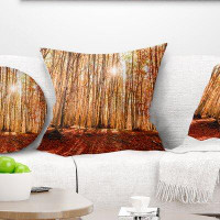 Made in Canada - East Urban Home Forest Bright Sun over Thick Fall Pillow