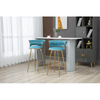 Everly Quinn Bar Stools With Back And Footrest Counter Height Bar Chairs 2Pc/Set
