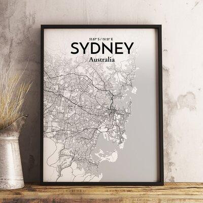 Made in Canada - Wrought Studio 'Sydney City Map' Graphic Art Print Poster in Tones in Arts & Collectibles