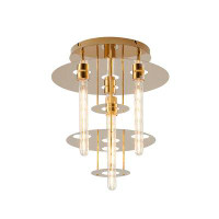 Everly Quinn A FOUR TIER HALO SEMI FLUSH MOUNT IN A GOLD STAINLESS STEEL FINISH