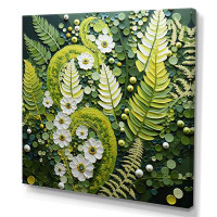 Wildon Home® Light Green Ferns Plant Whimsical Spirals I - Floral Canvas Wall Art