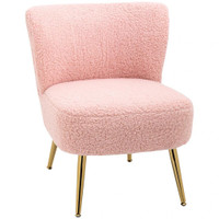 LOUNGE CHAIR FOR BEDROOM LIVING ROOM CHAIR WITH SOFT UPHOLSTERY AND GOLD LEGS PINK