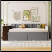 Latitude Run® Upholstered Daybed with Storage Armrest and 2 Drawers