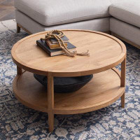 Joss & Main Leighton Solid Wood 4-Legs Coffee Table with Storage